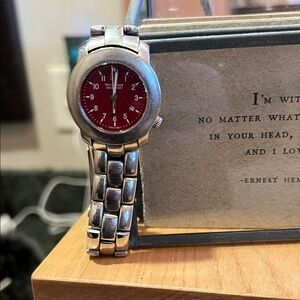 Victorinox Red Dial Silver Watch